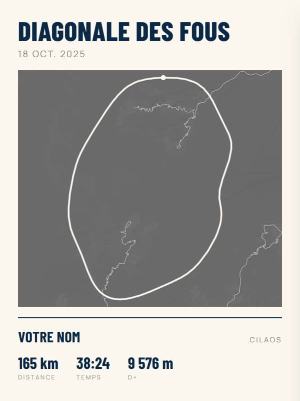 Affiche Diagonale des Fous · Grand Raid de La Réunion, style granite