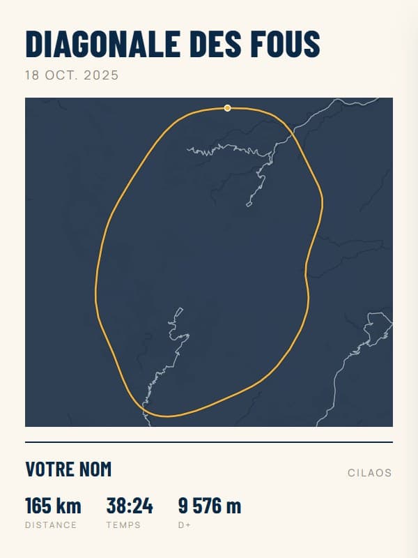 Affiche Diagonale des Fous · Grand Raid de La Réunion, style navy