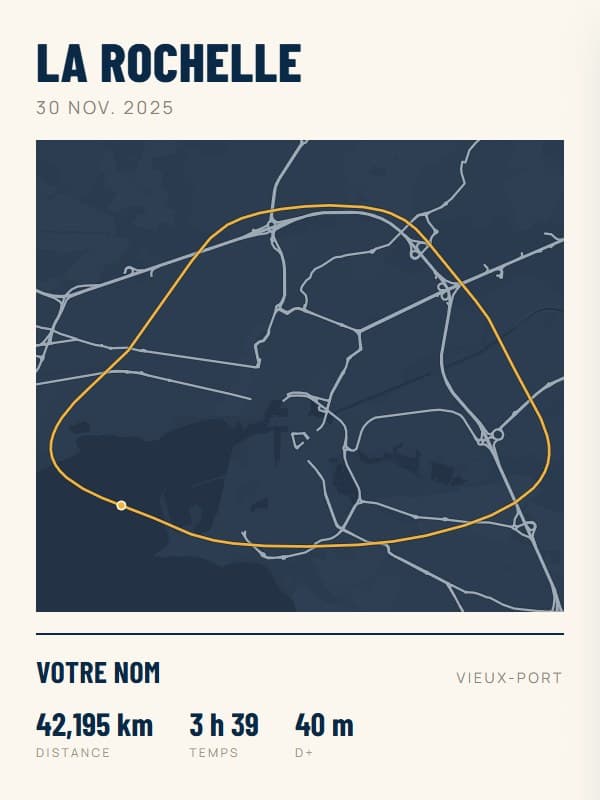 Affiche Marathon de La Rochelle, style navy