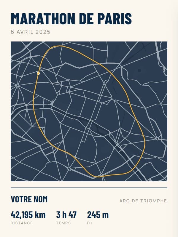 Affiche Marathon de Paris, style navy