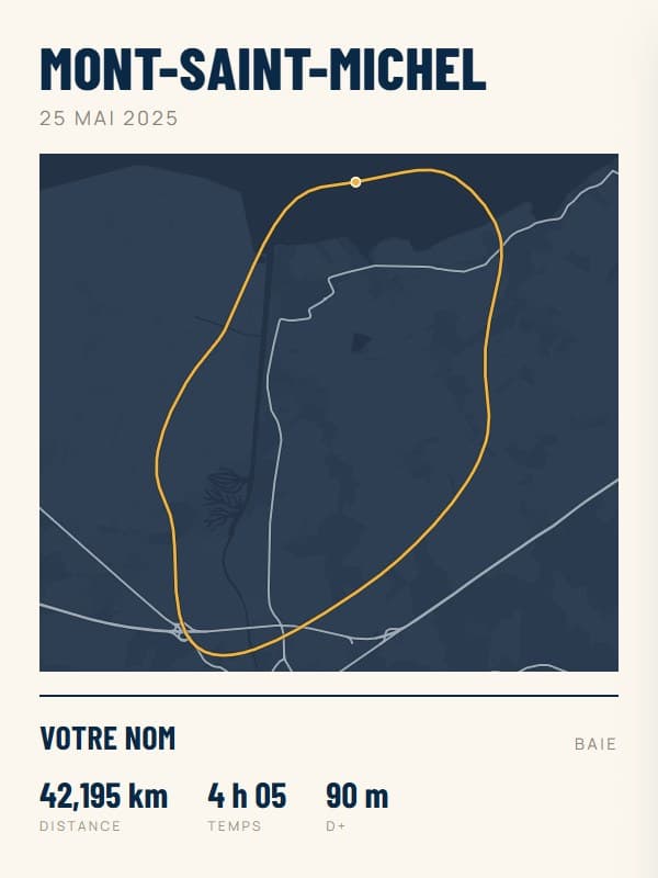 Affiche Marathon du Mont-Saint-Michel, style navy