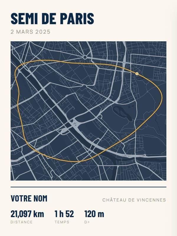 Affiche Semi-marathon de Paris, style navy